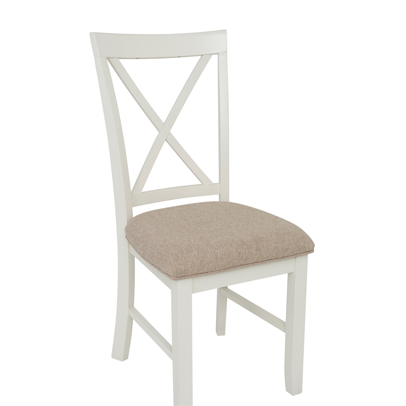 Pemberly Row Dining Set of Table and 4 X-Back Chairs - White and Brown Wood