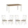 Pemberly Row Dining Set of Table and 4 X-Back Chairs - White and Brown Wood