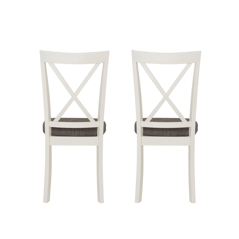 Pemberly Row Dining Set of White and Gray Table with 4 X-Back Chairs