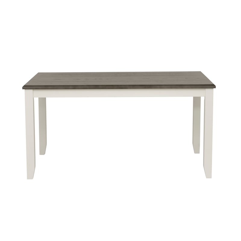 Pemberly Row Dining Set of White and Gray Table with 4 X-Back Chairs