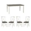 Pemberly Row Dining Set of White and Gray Table with 4 X-Back Chairs