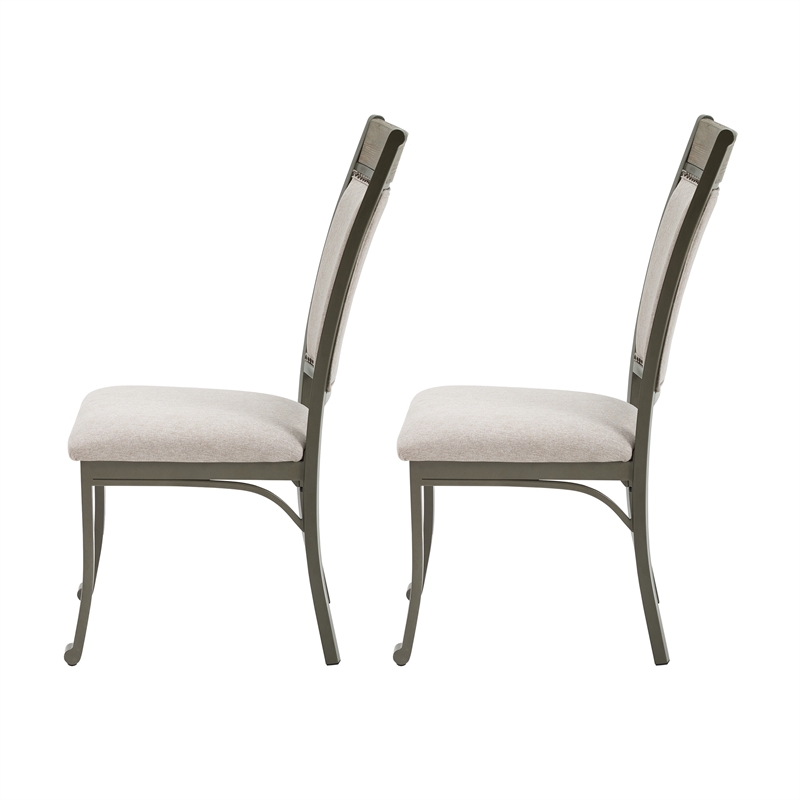 Pemberly Row Pewter Dining Set with Round Table and 4 Side Chairs
