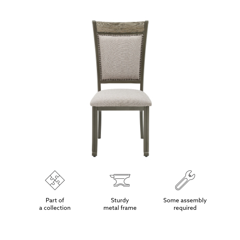 Pemberly Row Pewter Dining Set with Round Table and 4 Side Chairs