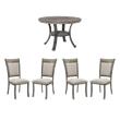 Pemberly Row Pewter Dining Set with Round Table and 4 Side Chairs
