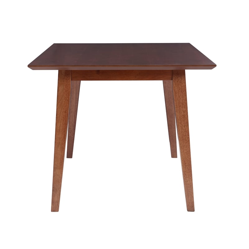 Pemberly Row Dining Table and Set of 4 Dining Chairs in Brown with Woven Seats