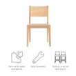 Pemberly Row Dining Set of Table & 4 Woven Seat Chairs in Natural Brown Wood