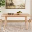 Pemberly Row Dining Set of Table & 4 Woven Seat Chairs in Natural Brown Wood