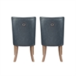 Pemberly Row Dining Set of 5  with Natural Wood & Navy Faux Leather Chairs