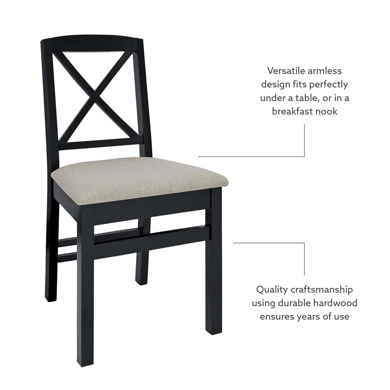 Pemberly Row Dining Set of Drop-Leaf Table and 4 X-Back Chairs