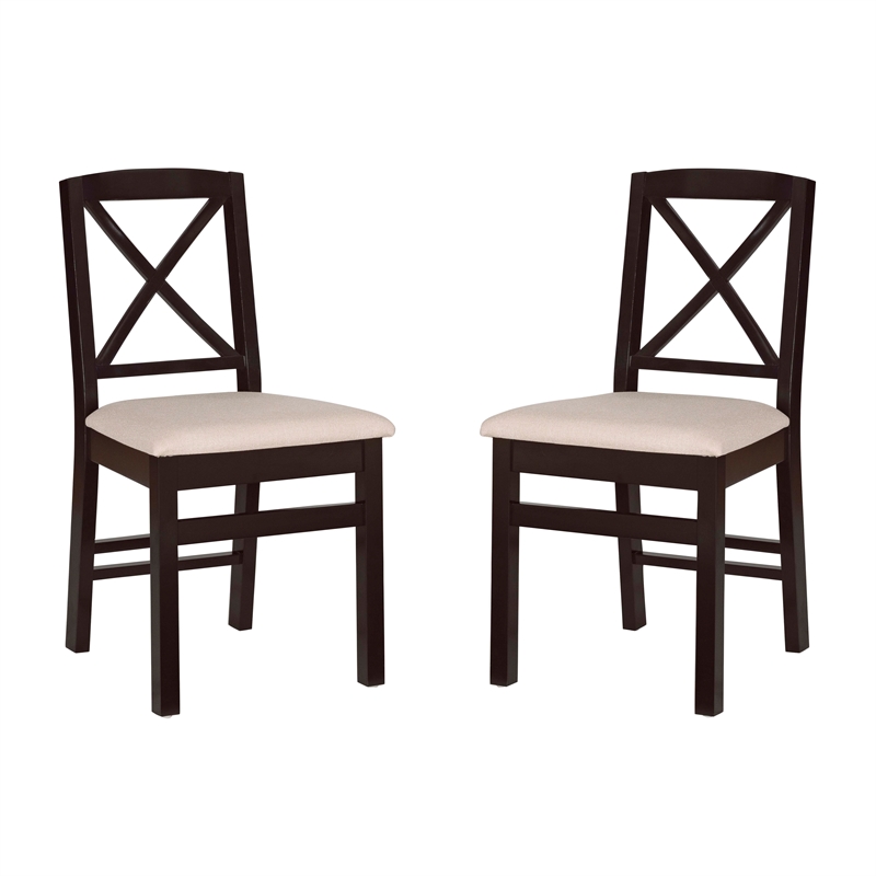 Pemberly Row Dining Set of Drop-Leaf Table and 4 X-Back Chairs