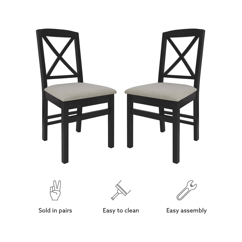 Pemberly Row Dining Set of Drop-Leaf Table and 4 X-Back Chairs
