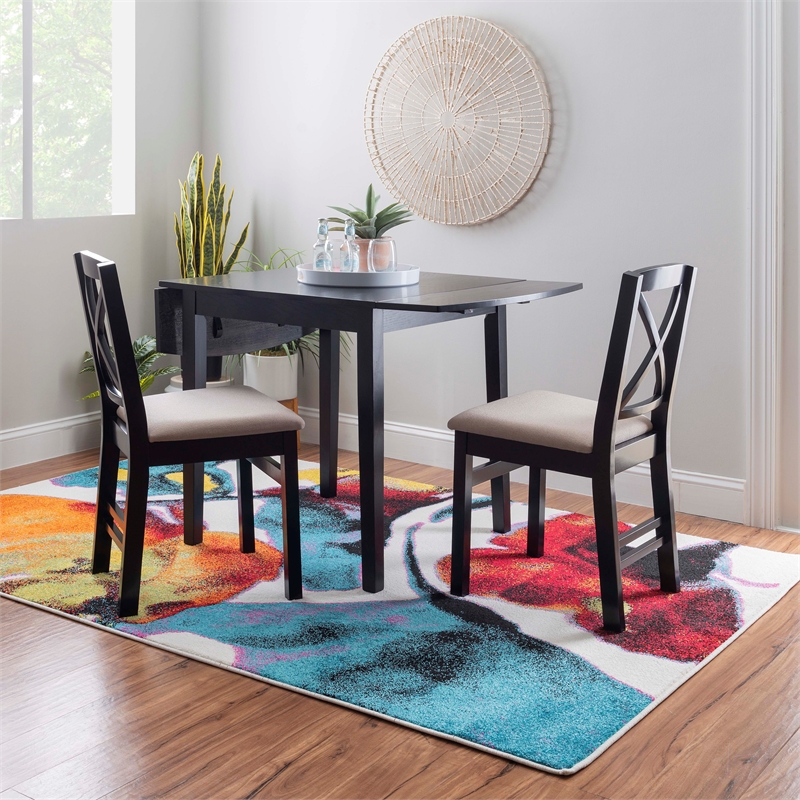 Pemberly Row Dining Set of Drop-Leaf Table and 4 X-Back Chairs