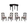 Pemberly Row Dining Set of Drop-Leaf Table and 4 X-Back Chairs