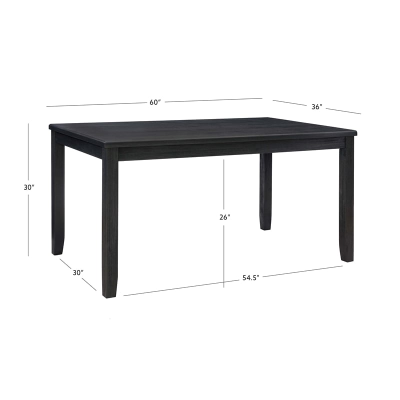 Pemberly Row Dining Set of Table & Bench & 4 Chairs in Dark Charcoal Gray