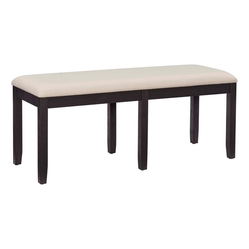 Pemberly Row Dining Set of Table & Bench & 4 Chairs in Dark Charcoal Gray