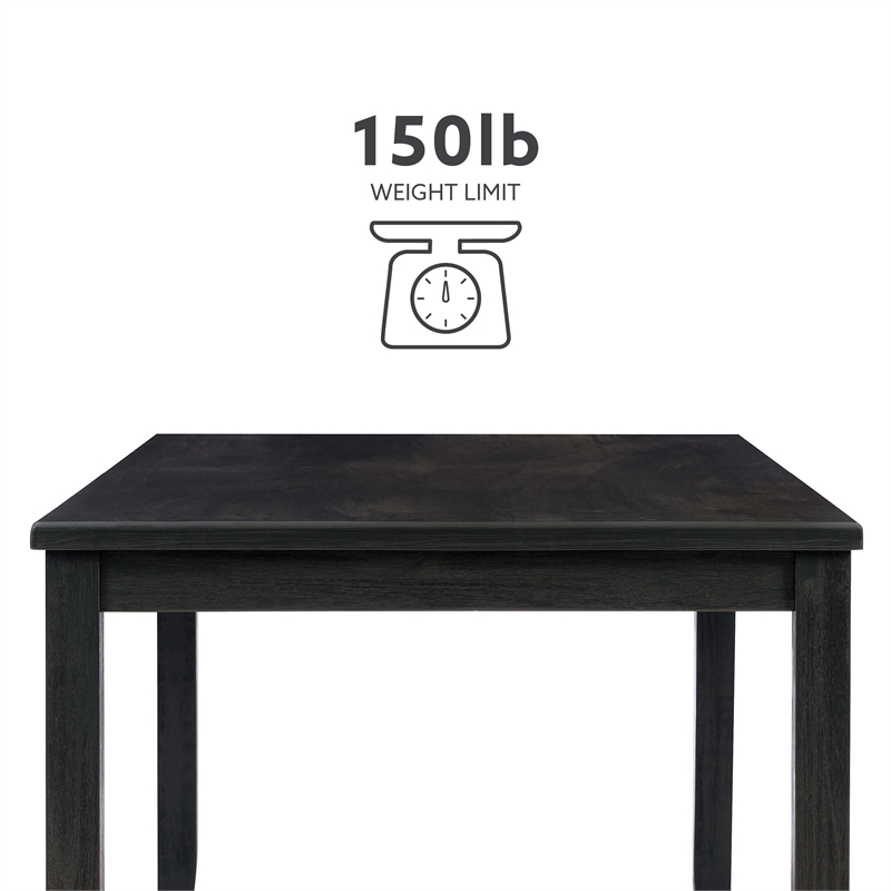 Pemberly Row Dining Set of Table & Bench & 4 Chairs in Dark Charcoal Gray