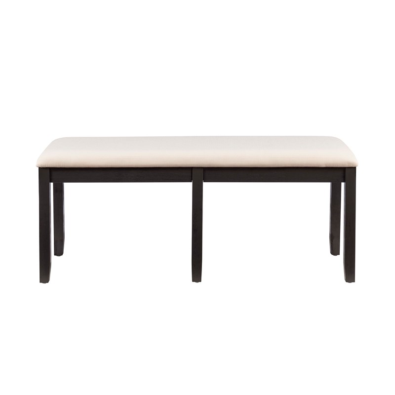 Pemberly Row Dining Set of Table & Bench & 4 Chairs in Dark Charcoal Gray