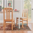 Pemberly Row Dining Set with Table & 4 Slat Back Chairs in Natural Brown Wood