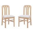 Pemberly Row Dining Set with Table & 4 Slat Back Chairs in Natural Brown Wood