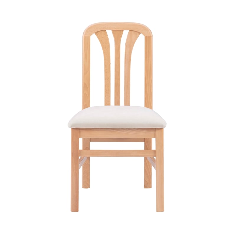 Pemberly Row Dining Set with Table & 4 Slat Back Chairs in Natural Brown Wood