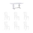 Pemberly Row Dining Table and 6 Side Chairs Set in Distressed White Pine Wood