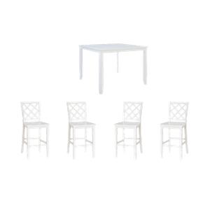 Pemberly Row Counter Height Dining Set with 4 Stools and Table in Crisp White