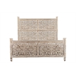 Pemberly Row Gray Floral Carved Solid Wood Mango 5-Piece King Bedroom Set