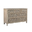 Pemberly Row Gray Floral Carved Solid Wood Mango 5-Piece King Bedroom Set