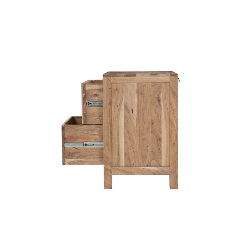 Pemberly Row Brown Solid Wood 2-Drawer Nightstand with Tree Slice Design