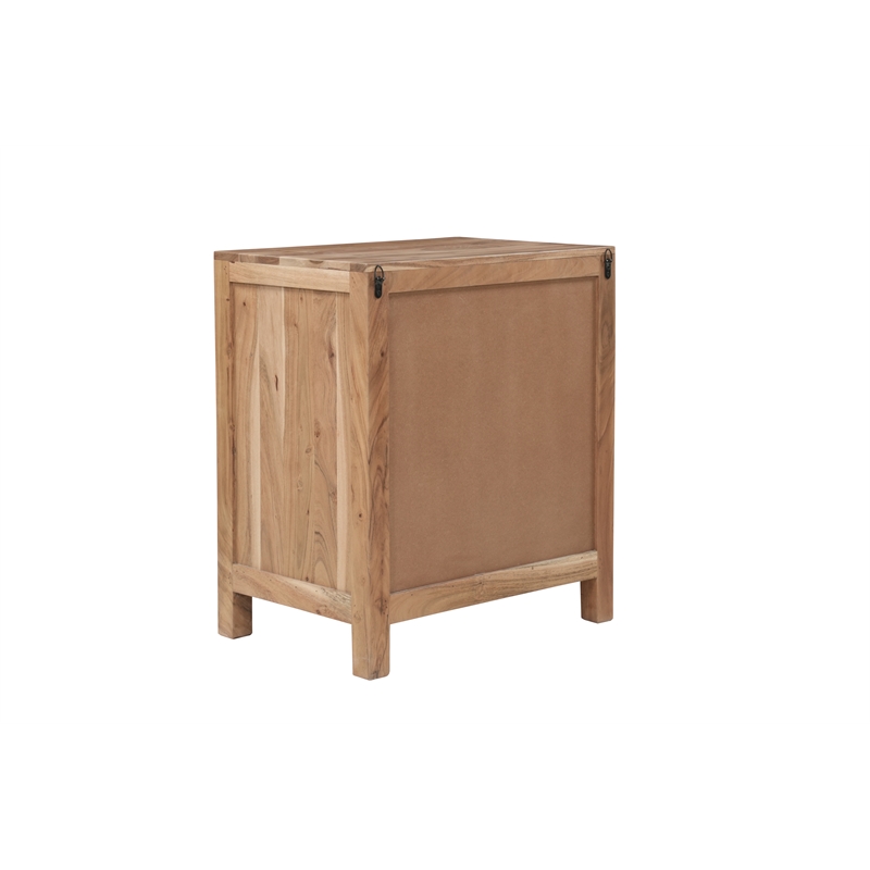Pemberly Row Brown Solid Wood 2-Drawer Nightstand with Tree Slice Design
