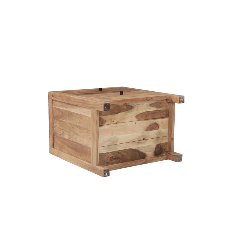 Pemberly Row Brown Solid Wood 2-Drawer Nightstand with Tree Slice Design