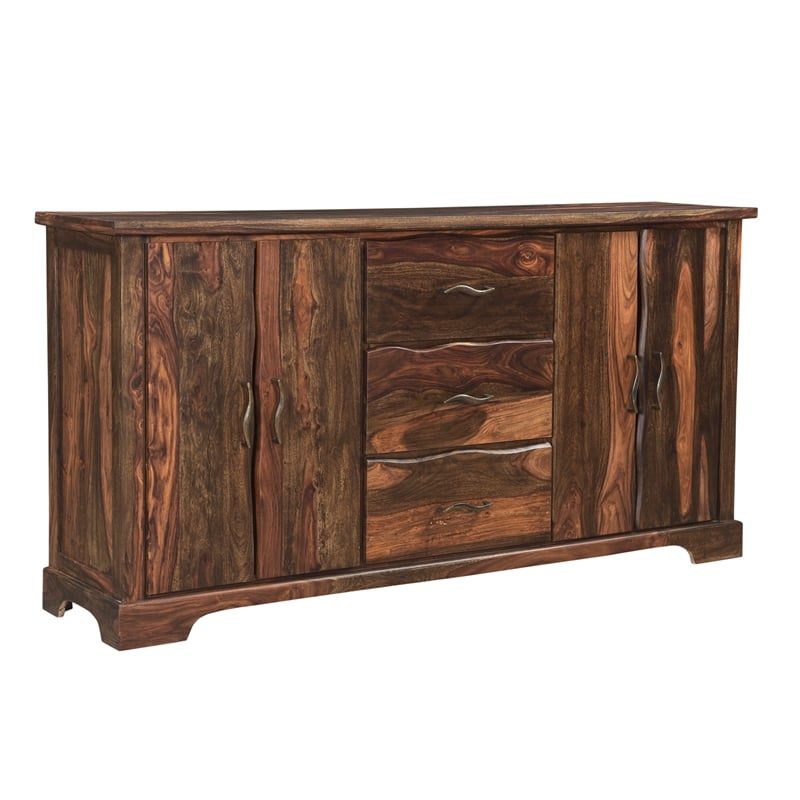 pemberly row live edge solid wood sheesham 8-piece dining set in brown