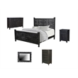 Pemberly Row Black Floral Carved Solid Wood Mango 5-Piece King Bedroom Set