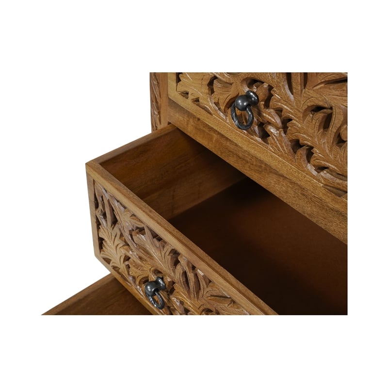 Pemberly Row Solid Mango Wood 6-Drawer Tall Chest 54 Inch in Brown