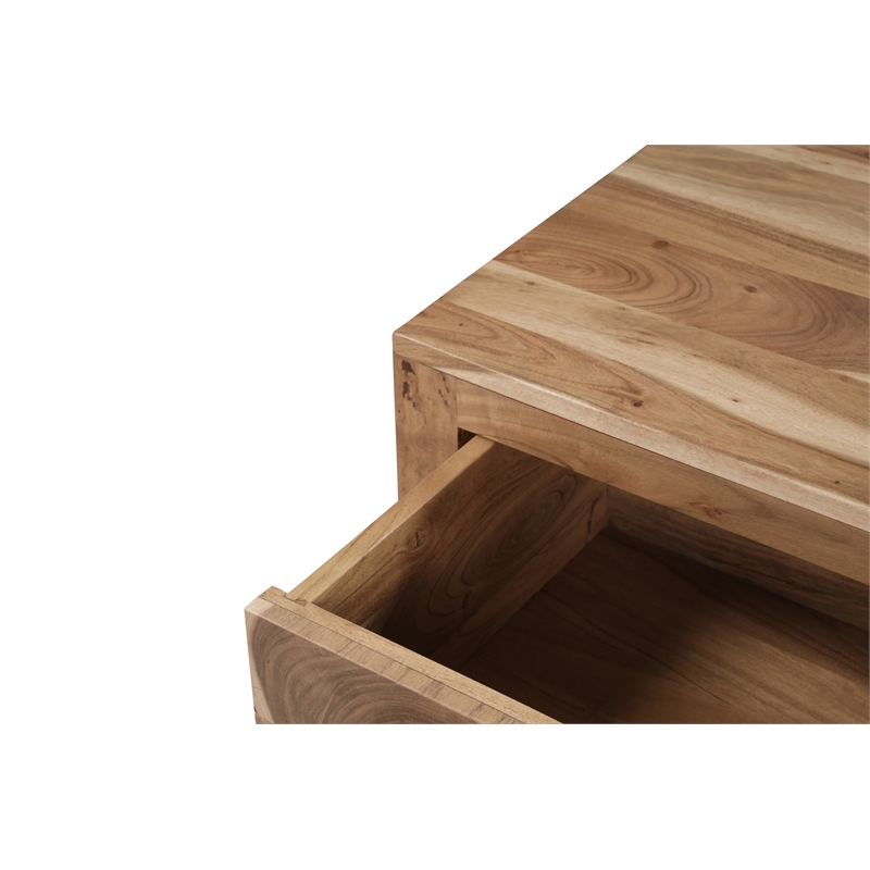 Pemberly Row Brown Solid Wood 1-Drawer 1-Door Nightstand with Tree Slice Design