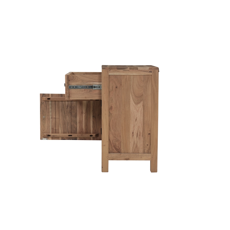 Pemberly Row Brown Solid Wood 1-Drawer 1-Door Nightstand with Tree Slice Design