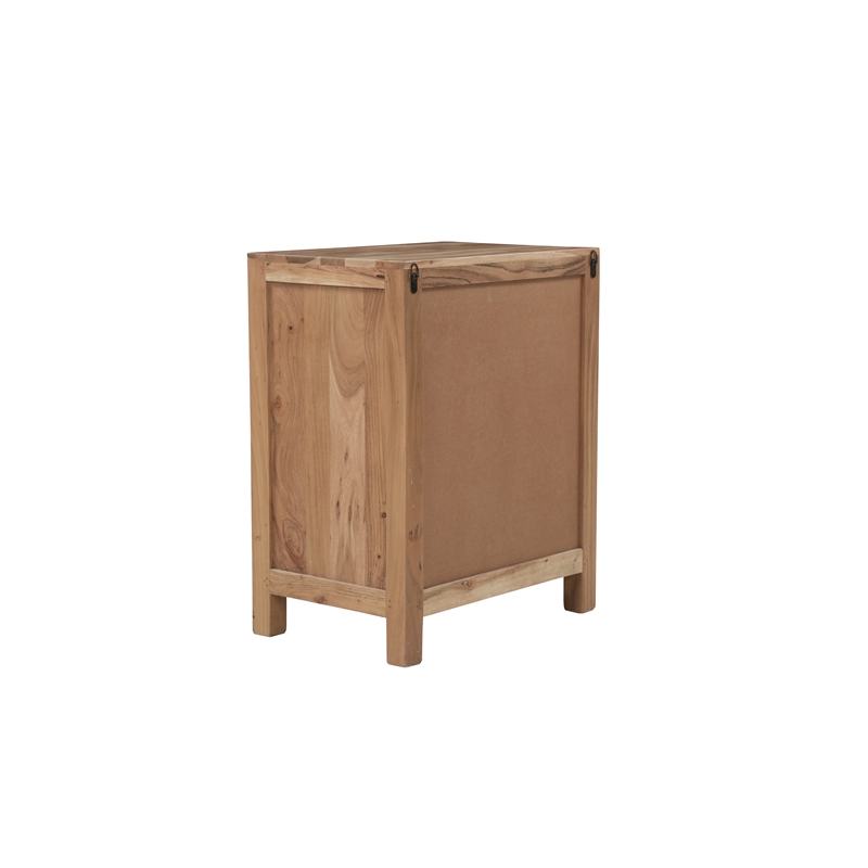 Pemberly Row Brown Solid Wood 1-Drawer 1-Door Nightstand with Tree Slice Design