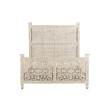 Pemberly Row White Floral Carved Solid Wood Mango 5-Piece Queen Bedroom Set