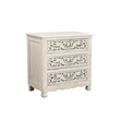 Pemberly Row White Floral Carved Solid Wood Mango 5-Piece Queen Bedroom Set