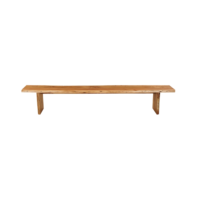 Pemberly Row Live Edge Solid Wood Rectangular Dining Bench in Brown