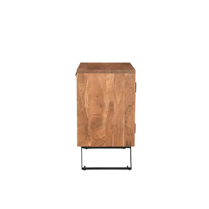 Pemberly Row 2-Door Live Edge Solid Wood Acacia Nightstand in Brown/Black