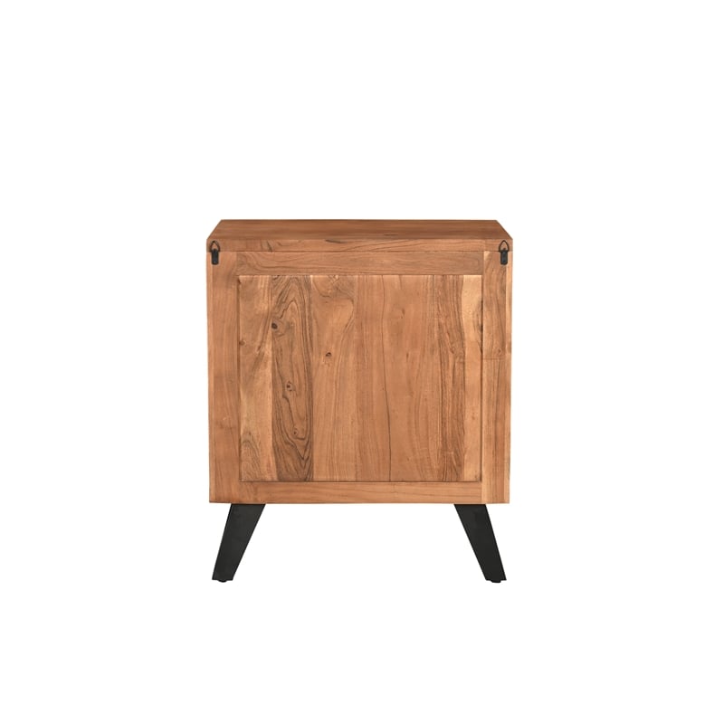 Pemberly Row 2-Door Live Edge Solid Wood Acacia Nightstand in Brown/Black