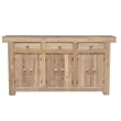 Pemberly Row Solid Wood Teak Sideboard with Brass Ring Pulls 3 Drawers 6 Doors