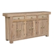Pemberly Row Solid Wood Teak Sideboard with Brass Ring Pulls 3 Drawers 6 Doors