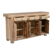 Pemberly Row Solid Wood Teak Sideboard with Brass Ring Pulls 3 Drawers 6 Doors