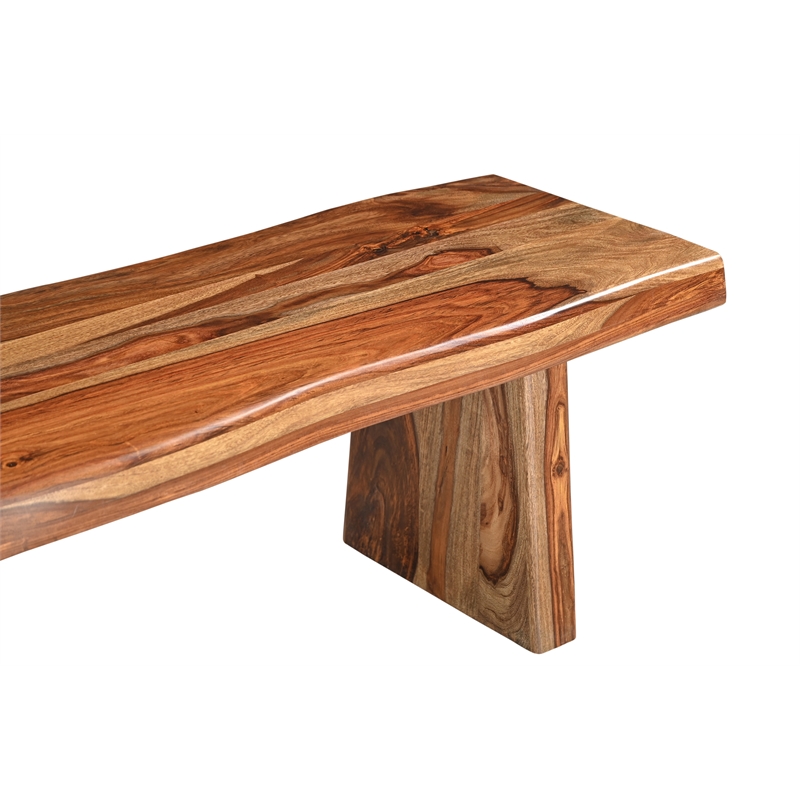 Pemberly Row Live Edge Solid Wood Sheesham 6-Piece Dining Set in Brown