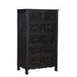 Pemberly Row Black Floral Carved Solid Wood Mango 5-Piece Queen Bedroom Set