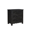 Pemberly Row Black Floral Carved Solid Wood Mango 5-Piece Queen Bedroom Set