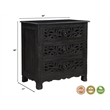 Pemberly Row Black Floral Carved Solid Wood Mango 5-Piece Queen Bedroom Set
