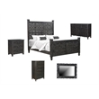 Pemberly Row Black Floral Carved Solid Wood Mango 5-Piece Queen Bedroom Set